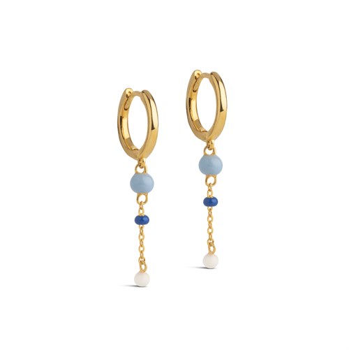 Enamel Lola Bold Hoops, Forgyldt, Marine Mix